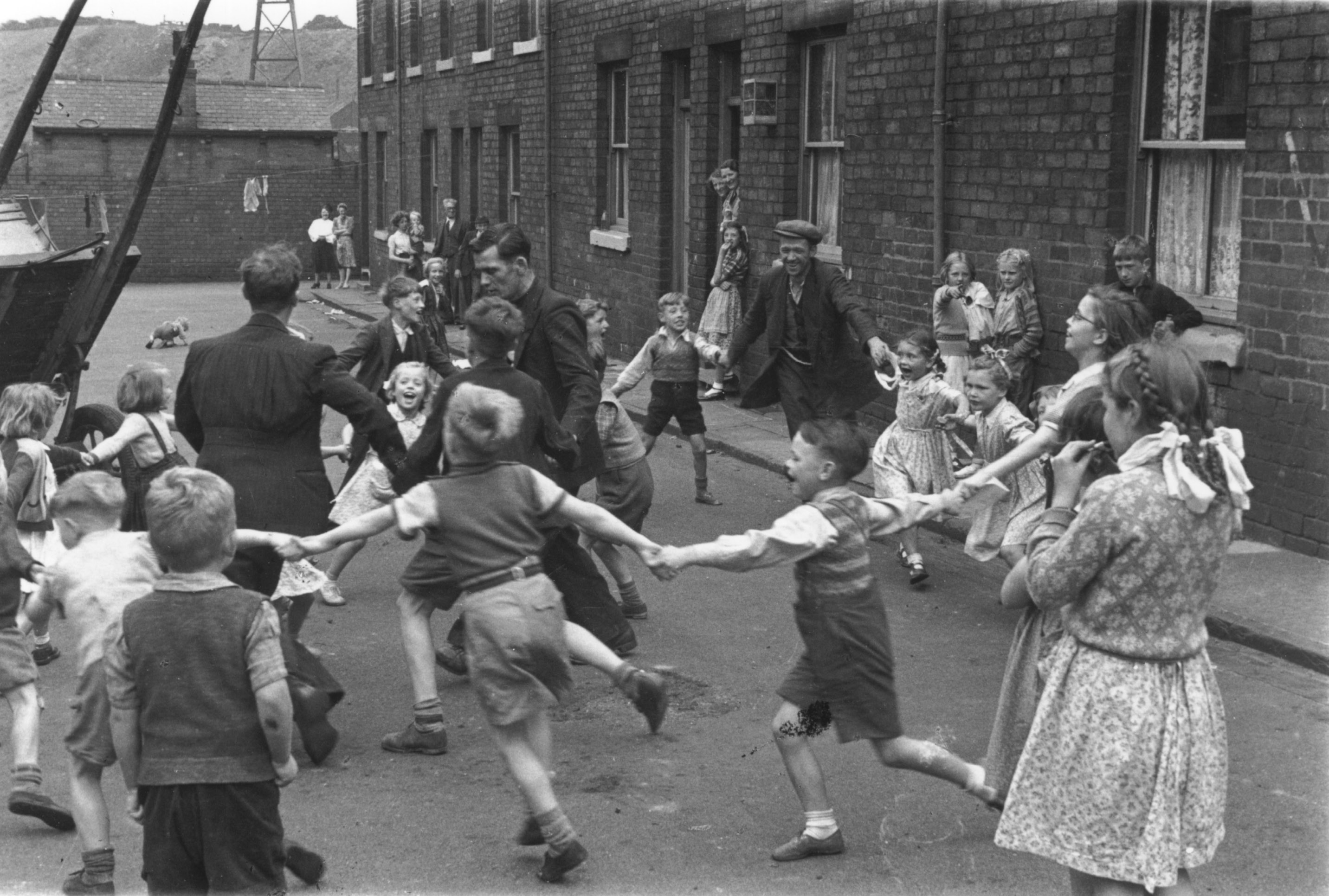 Miners playing with their children, Fryston, 1940s. Courtesy of Wakefield Council