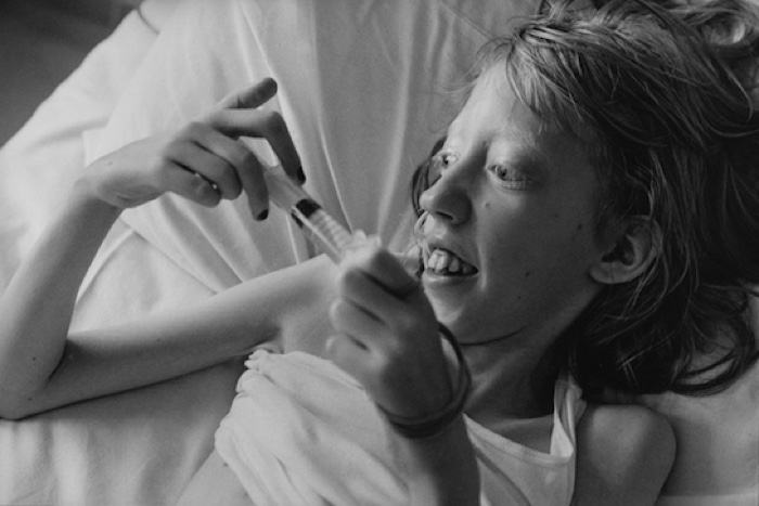 Molly administering her own medication, St.Mary’s Hospital,London1998_The Time of Her Life_Lesley McIntyre002 600px